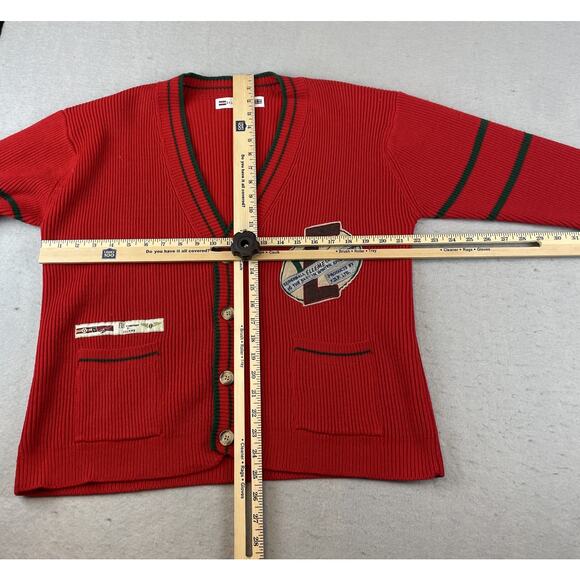 Vintage Elleme Sport Varsity Womens Sz M Cardigan Sweater Red - Picture 8 of 10